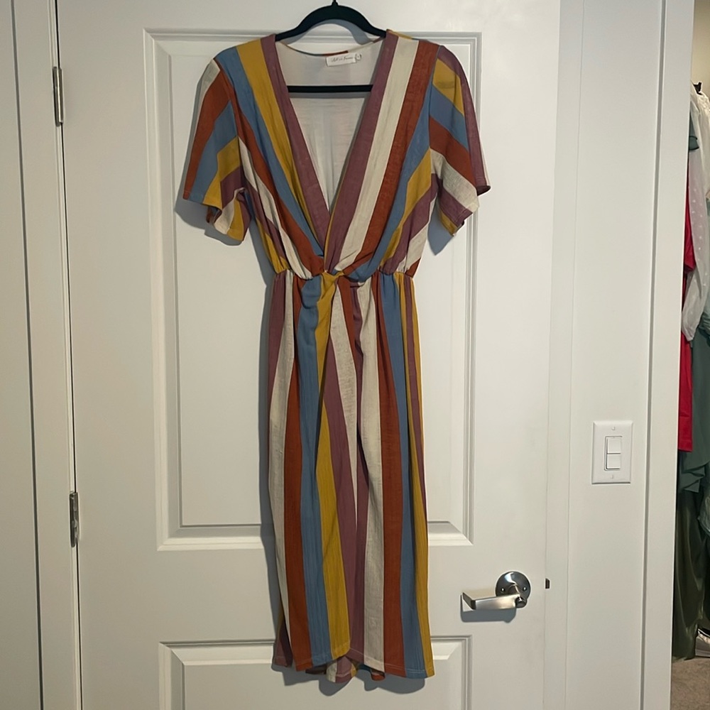 Rainbow Striped Midi Dress
